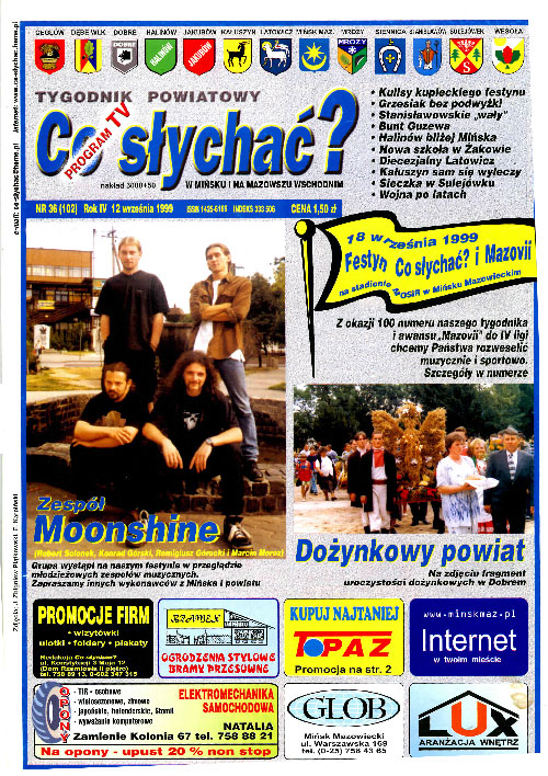 Okładka gazety Co słychać? - nr 36 (102) 1999